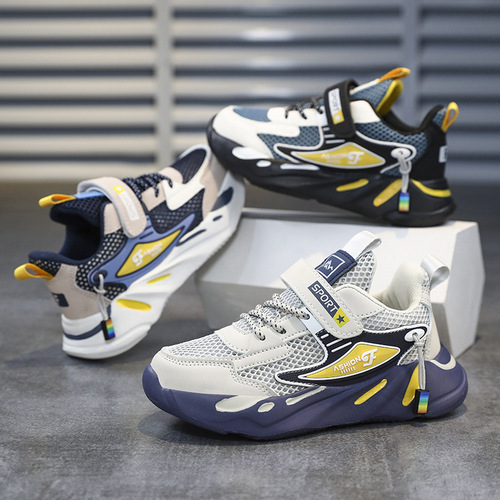 Boys' Shoes Summer Single Mesh Breathable Medium and Large Children Lightweight Mesh Shoes Spring and Autumn Children's Sports Shoes