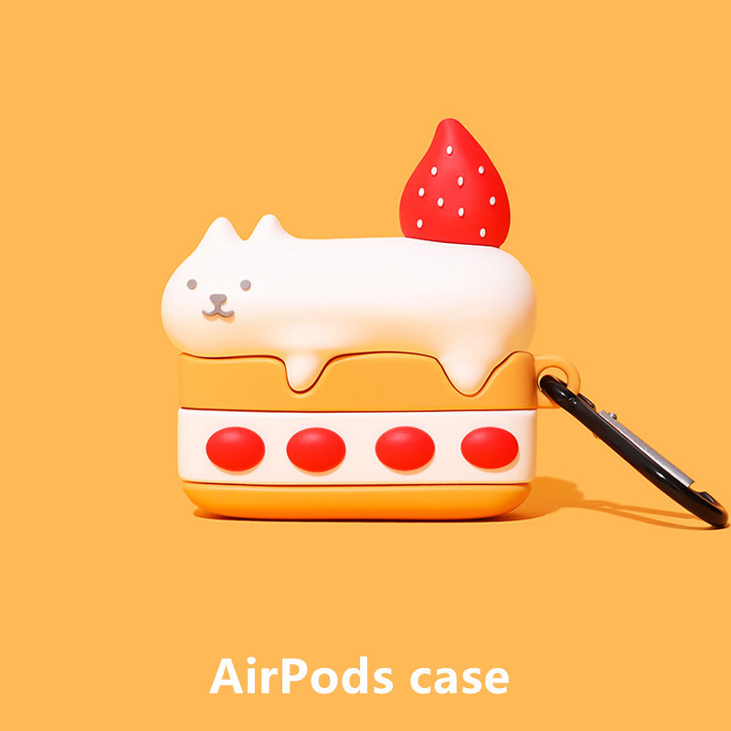 かわいいいちご猫ケーキairpods proはリンゴ2/3世代bluetoothイヤホン保護カバーソフトケース女を適用している|undefined