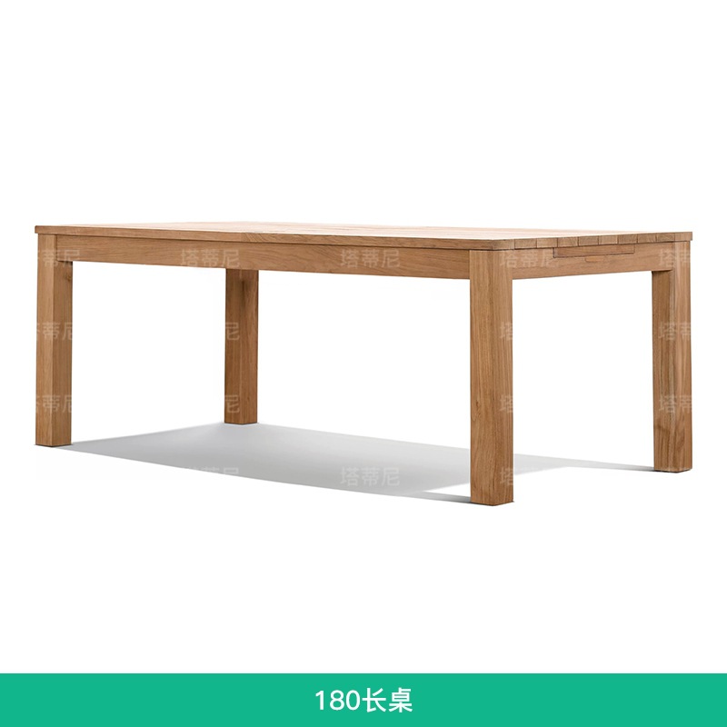Mesa y sillas de patio al aire libre de alta gama terraza de jardín al aire libre impermeable a prueba de agua y protección solar de madera maciza mesa larga de hotel villa de madera