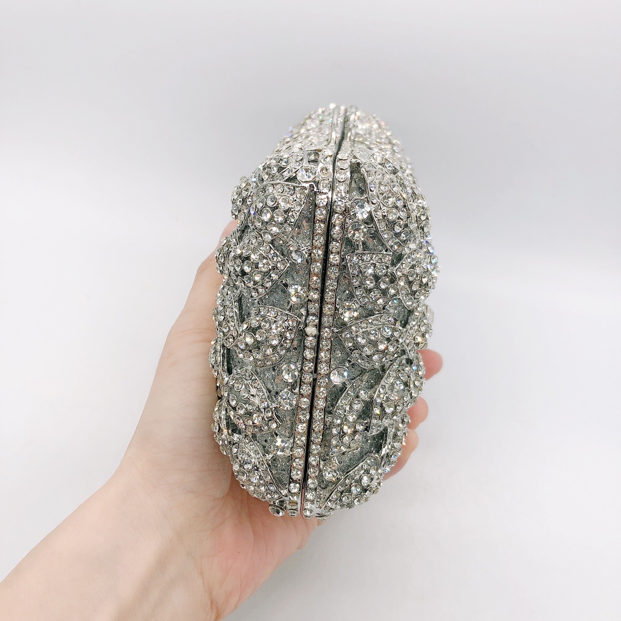 Túi clutch dạ hội đính kim cương thủ công phong cách Âu Mỹ kiểu vuông ngang — Màu vàng