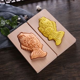 New Flower Fish Steamed Bread Wooden Moon Cake Mung Bean Cake Mold Baking Pastry Mold Wooden Pasta Mold