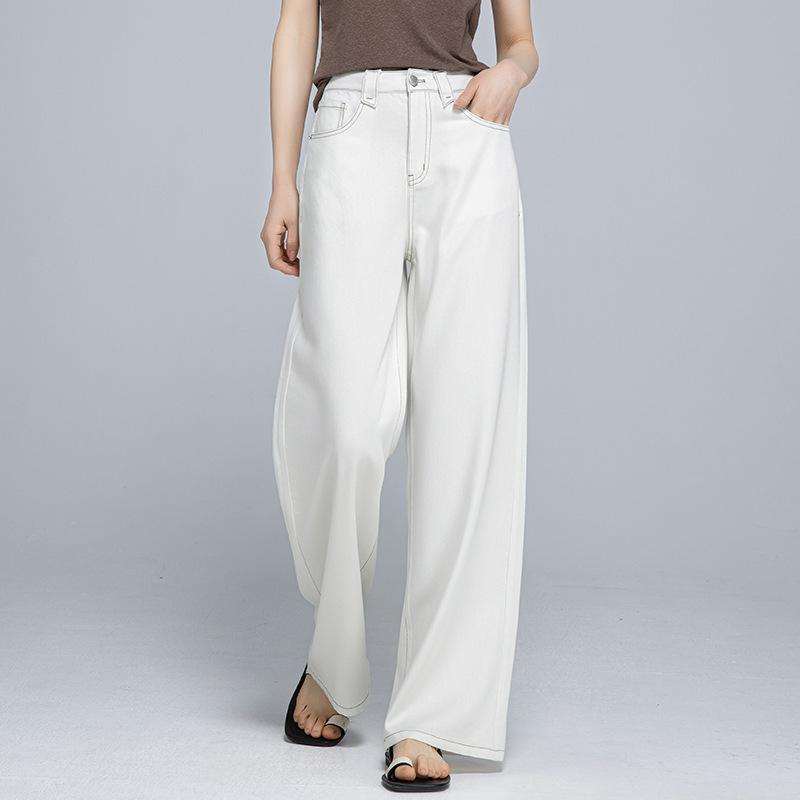 Xinge Gastrodia Hemp Summer Thin Cool Elegant Straight Leg Pants with Loose Waist and Slimming Wide Leg Denim Trousers