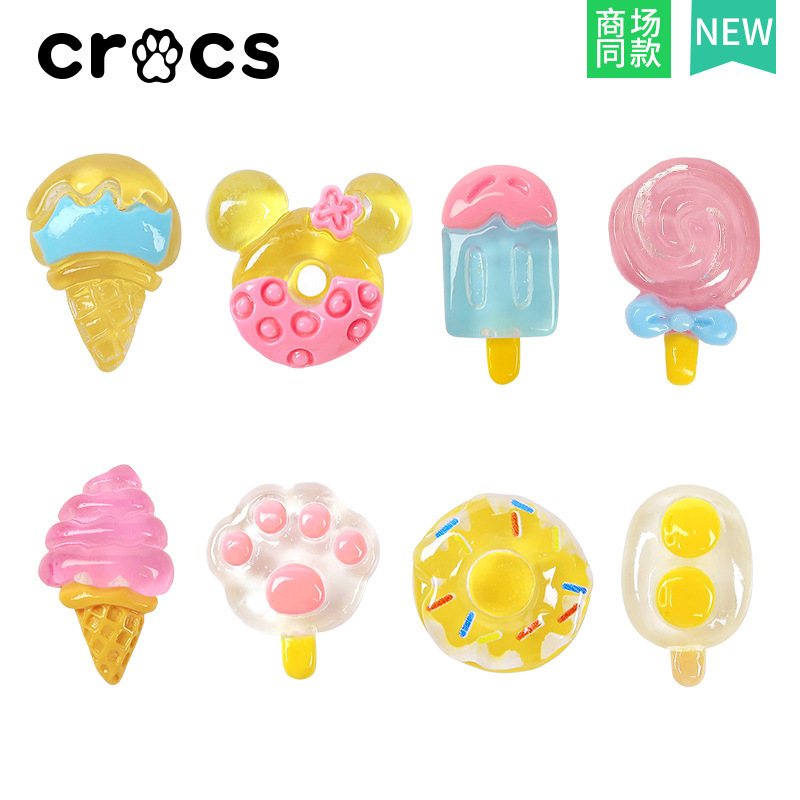 [Summer new] crystal ice cream hole shoes shoe buckle cartoon resin diy Zhibixing decorative buckle shoe flower