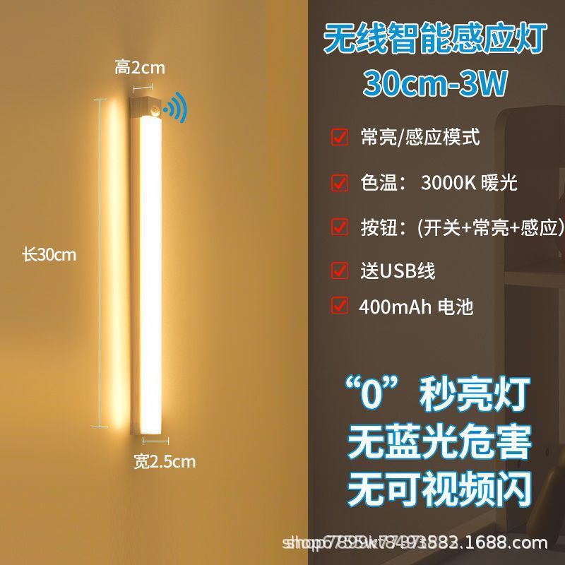 LED luz del sensor del cuerpo recargable vino gabinete zapato armario magnético succión tira luz de la noche con transfronteriza al por mayor