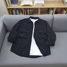 工装衬衫男春秋季潮流痞帅长袖外套翻领宽松百搭休闲衬衣休闲百搭