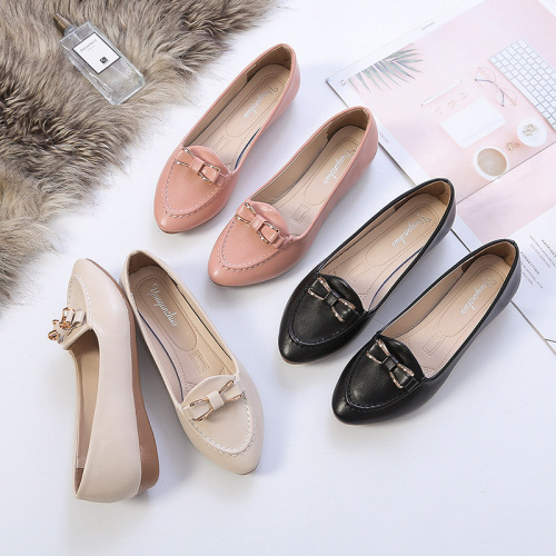 Spring and Autumn Round Head Pure Color SGS Daily Breathable Black Women's Viscose Shoes Low Block Bean Shoes