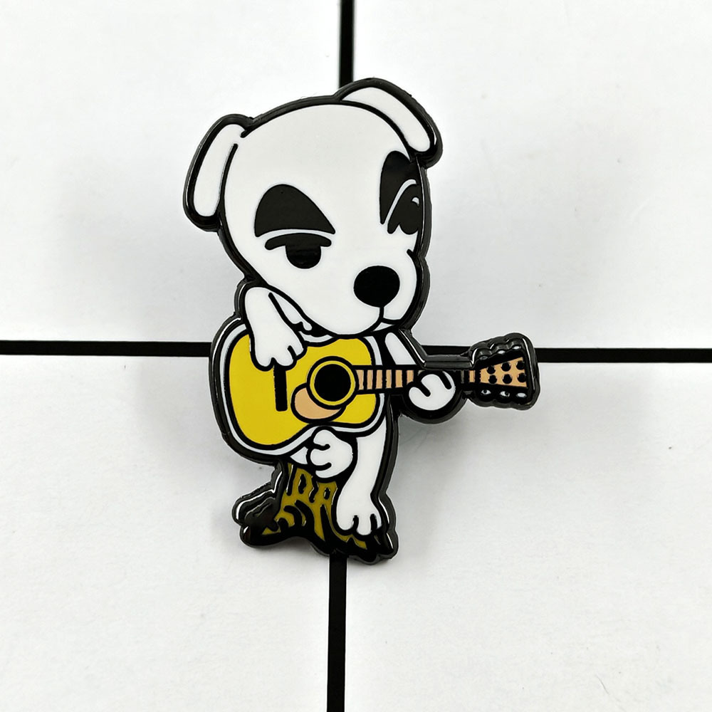 Animal Crossing Brooch Classic Anime Character Enamel Pin Guitar Playing Dog Badge Game Merchandise Collectible Gift