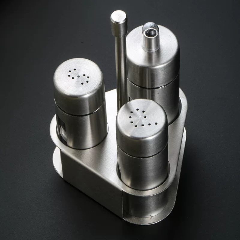 Набор треугольных контейнеров для приправ из нержавеющей стали 304, настольный набор приправ для китайского ресторана: перец, приправа, соль, бутылочки для соуса и уксуса