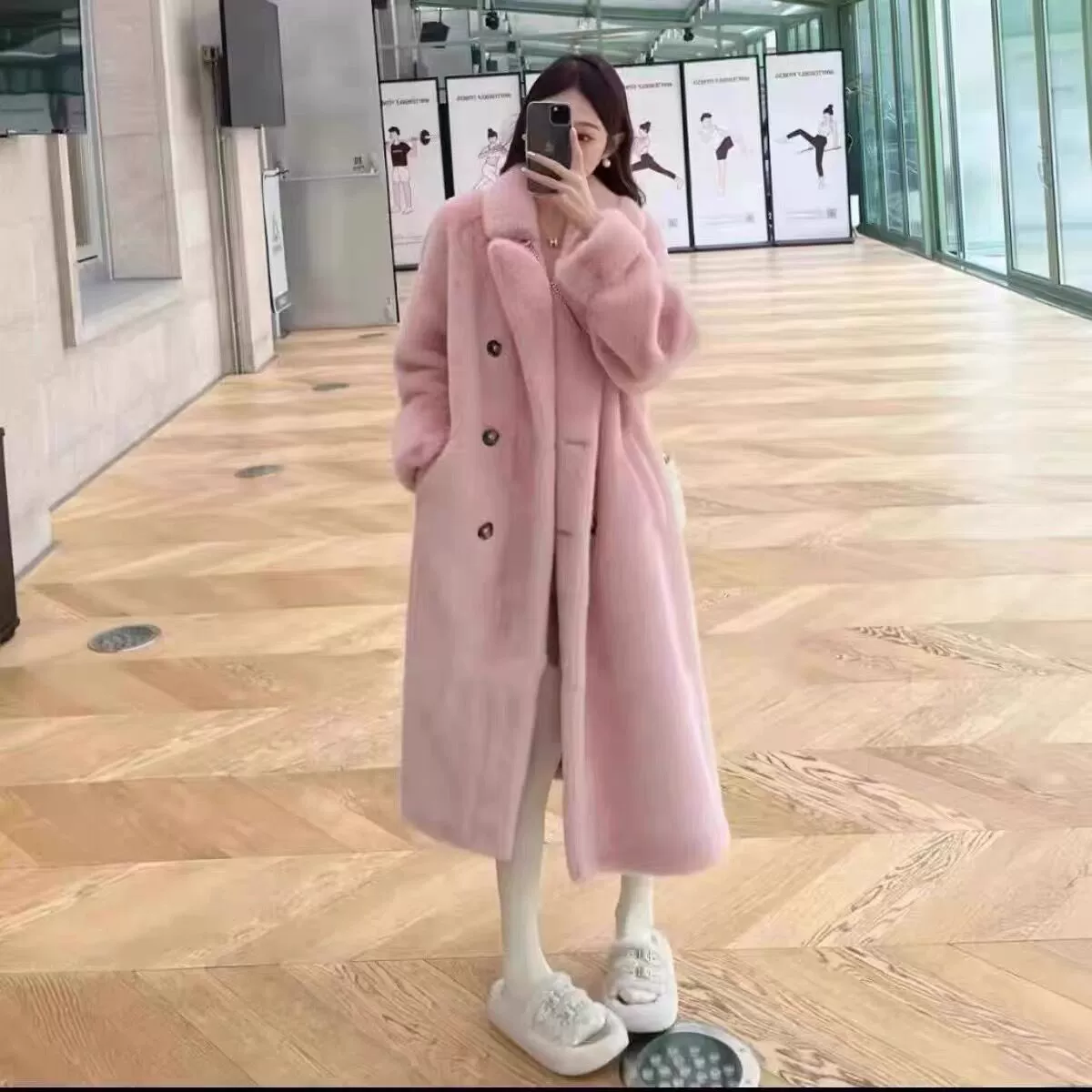 Winter velvet long coat, maxi length, oversize, increased thickness