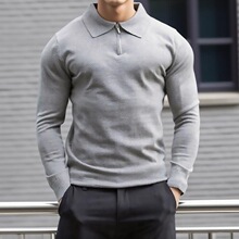 R 26593 Men's Waffle Collar Polo Shirt �������Polo��