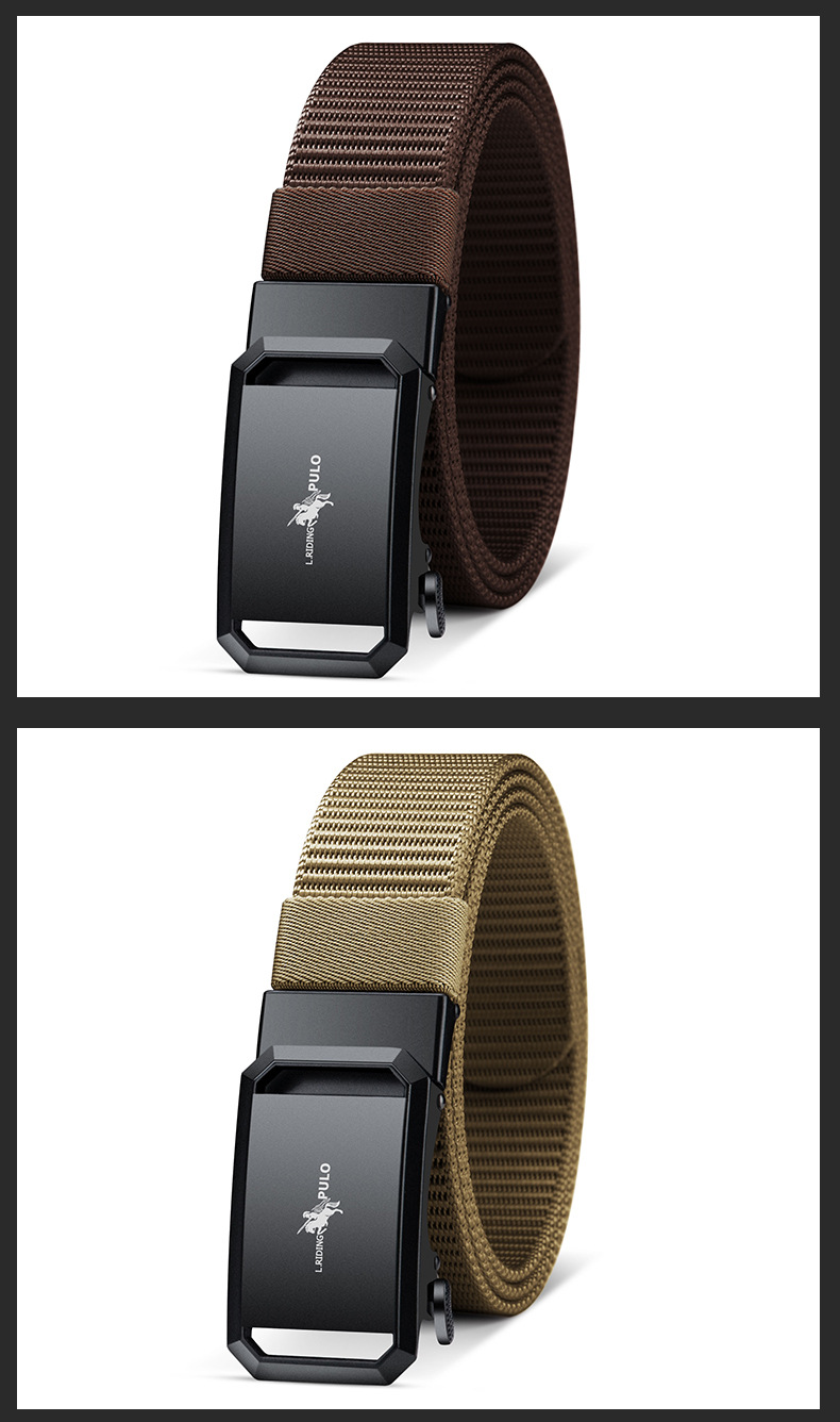 New Men's Belt With Canvas Business Automatic Buckle, Durable And Casual For Young People, High-end Nylon Belt, High-end Light Luxury Classic Style_voghion.com