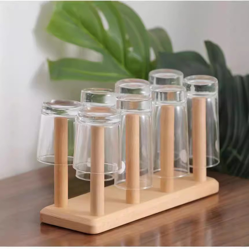 Rack de almacenamiento de madero de nuez negra Rack de drenaje de agua Rack de escritorio doméstico Taza de agua Rack de taza giratoria