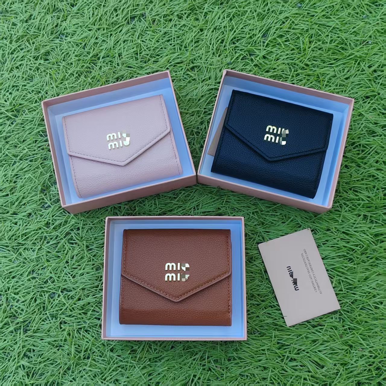 Miaojia New Foreign Trade Coin Purse Classic Lychee Pattern Women's Wallet 70% off Solid Color Letters Multiple Card Slots