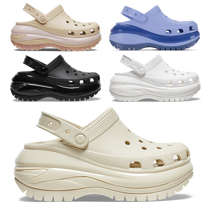 2025 New Classic Light Wheel Croc Shoes Women's Thick-Soled High-Heel Casual Beach Shoes Outdoor Non-Slip Platform Sandals
