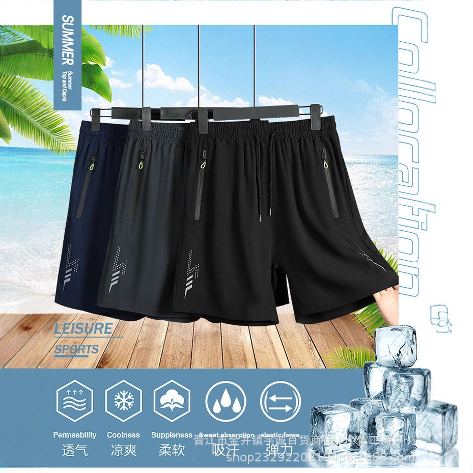 2025 Cross-Border Plus-Size Men's Quick-Dry Indoor and Outdoor Elastic Waistband Casual Sports Shorts Beach Shorts Outdoor