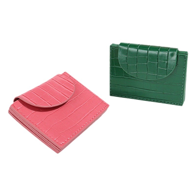Cartera corta de cuero de camarón para mujer 2023 nuevo titular de tarjeta plegable ultrafino suave pu pequeño simple cartera de mujer