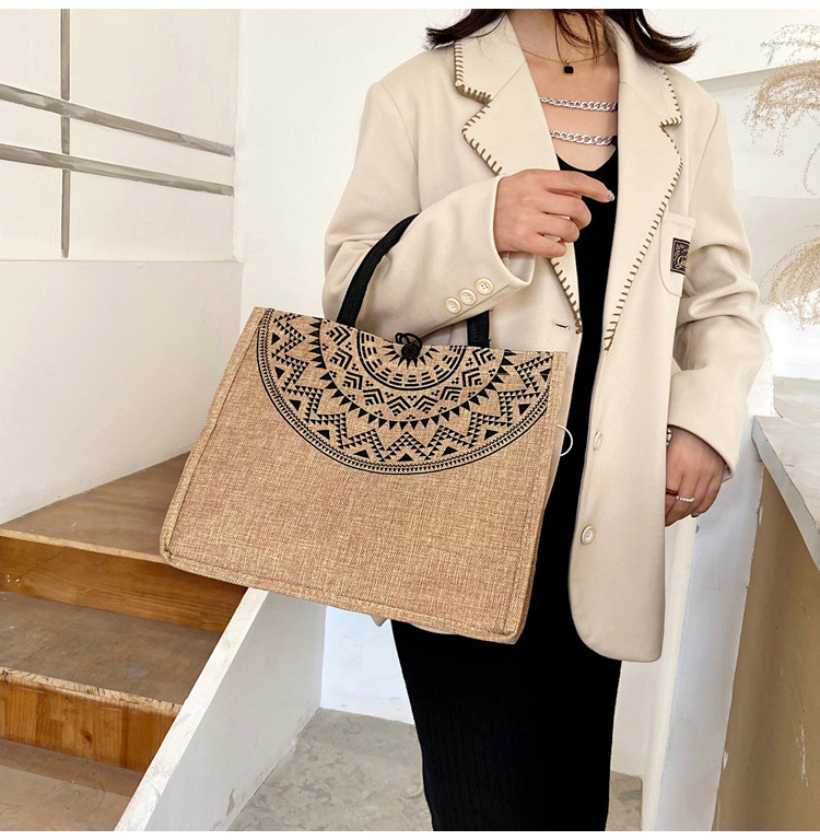 Foreign trade women's bag, cross-border linen handbag bag, 2021 Korean version composite jute cloth bag, fashionable single-shoulder shopping bag undefined
