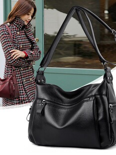 One-shoulder bag, fashionable shoulder bag for mother and baby, Korean style, genuine leather, for middle age