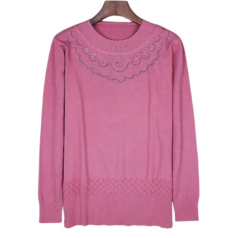 Осенний и зимний новый женский пуловер среднего возраста свитер с круглым вырезом