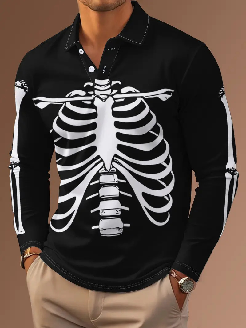 Primavera y verano estilo delgado diseño de alta calidad Volkswagen geométrico colorido manga larga solapa botón POLO camisa MB14