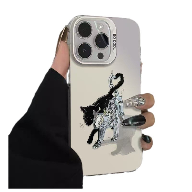 Nuevo compañero gato negro para iPhone 16 funda para teléfono móvil Apple 15promax/14/13pro/12 Europa y América 11