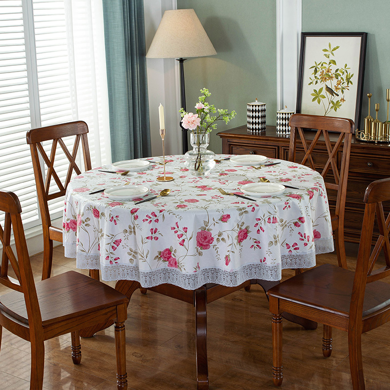 impermeable a prueba de agua a prueba de aceite a prueba de manchas PVC ecológico para el hogar mesa redonda sin lavado restaurante gran mesa redonda hotel Yuanbeiqin