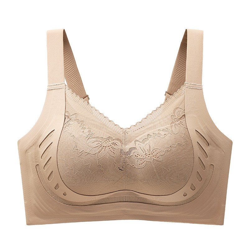 Gran tamaño de encaje de elevación de ropa interior damas delgada, pecho grande y pequeño, sujetador de colapso de pecho anti-caída, sujetador de soporte superior