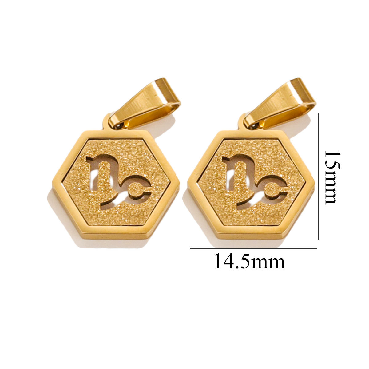 Hexagonal cuadrado europeo y americano arena de prensado de acero inoxidable 18K 12 colgante de constelación diseño de personalidad joyería DIY popular