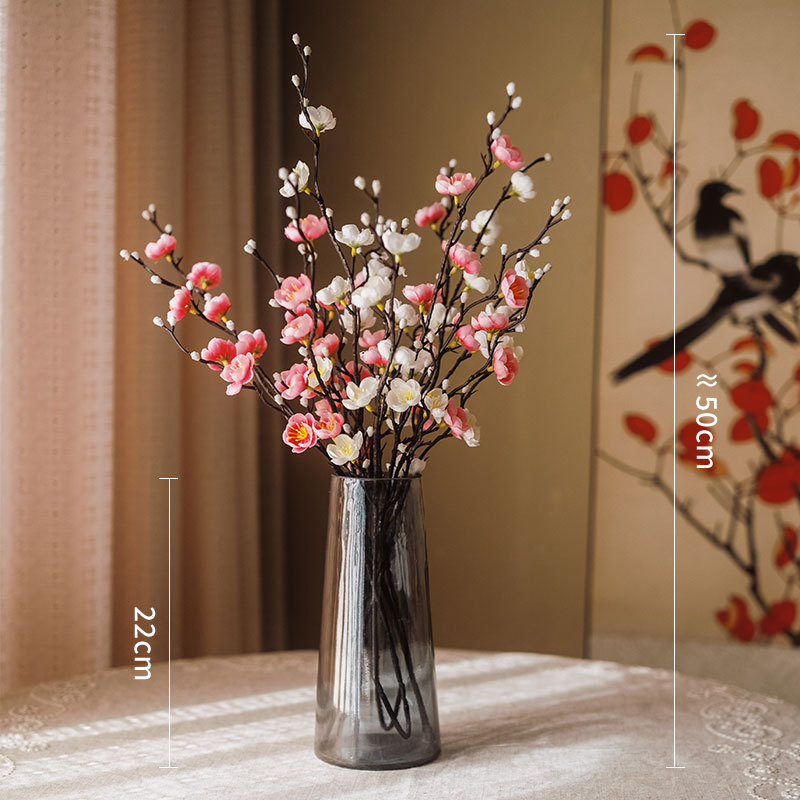 Flor de ciruela de ciruela flor de imitación flor de seda sala de estar gabinete de televisión decoración de mesa de té decoración de estilo chino para el hogar arreglos de flores