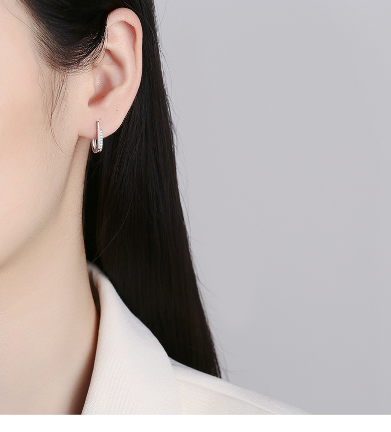 2g Weight 925 Sterling Silver Ear Needle Material Zircon Inlay Material Earrings Classification 1 Pair 925 Sterling Silver Zircon 925 Sterling Silver Earrings U Shape Earrings