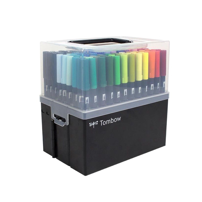 Japanese Dragonfly soft-headed watercolor pen nylon double-headed dual-use 108-color suit ABT