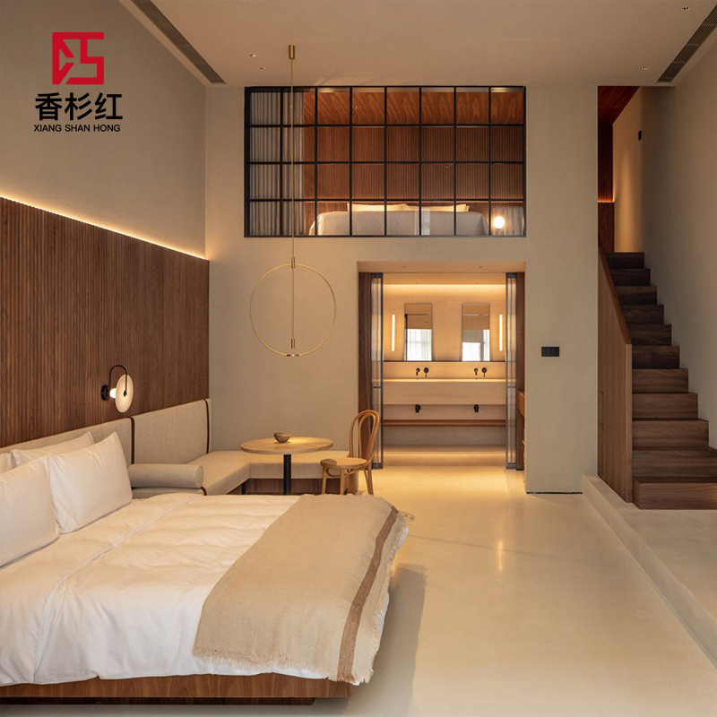 酒店客房家具定做公寓民宿客房板式床沙发酒店家具标间全套定制