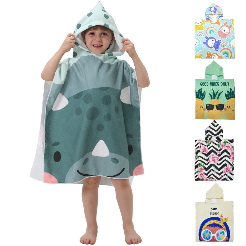 Cartoon fresh style children's cape beach outdoor hot spring quick-drying bathrobe bath towel seaside towel windproof