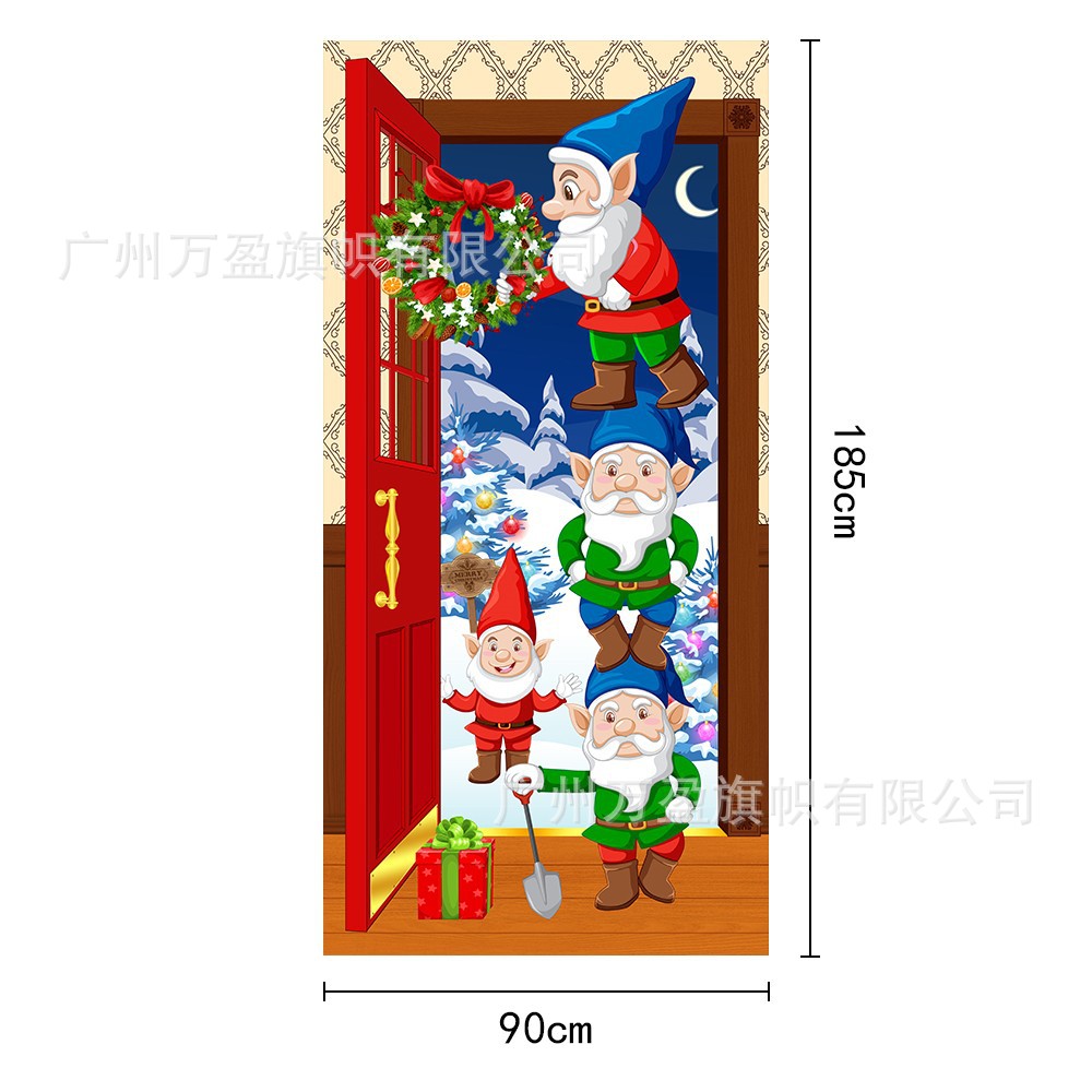 2025 nuevos productos de navidad cortina de bandera Santa Claus para ver la hoja de regalo decoración de tela colgante Bandera de bienvenida de Navidad