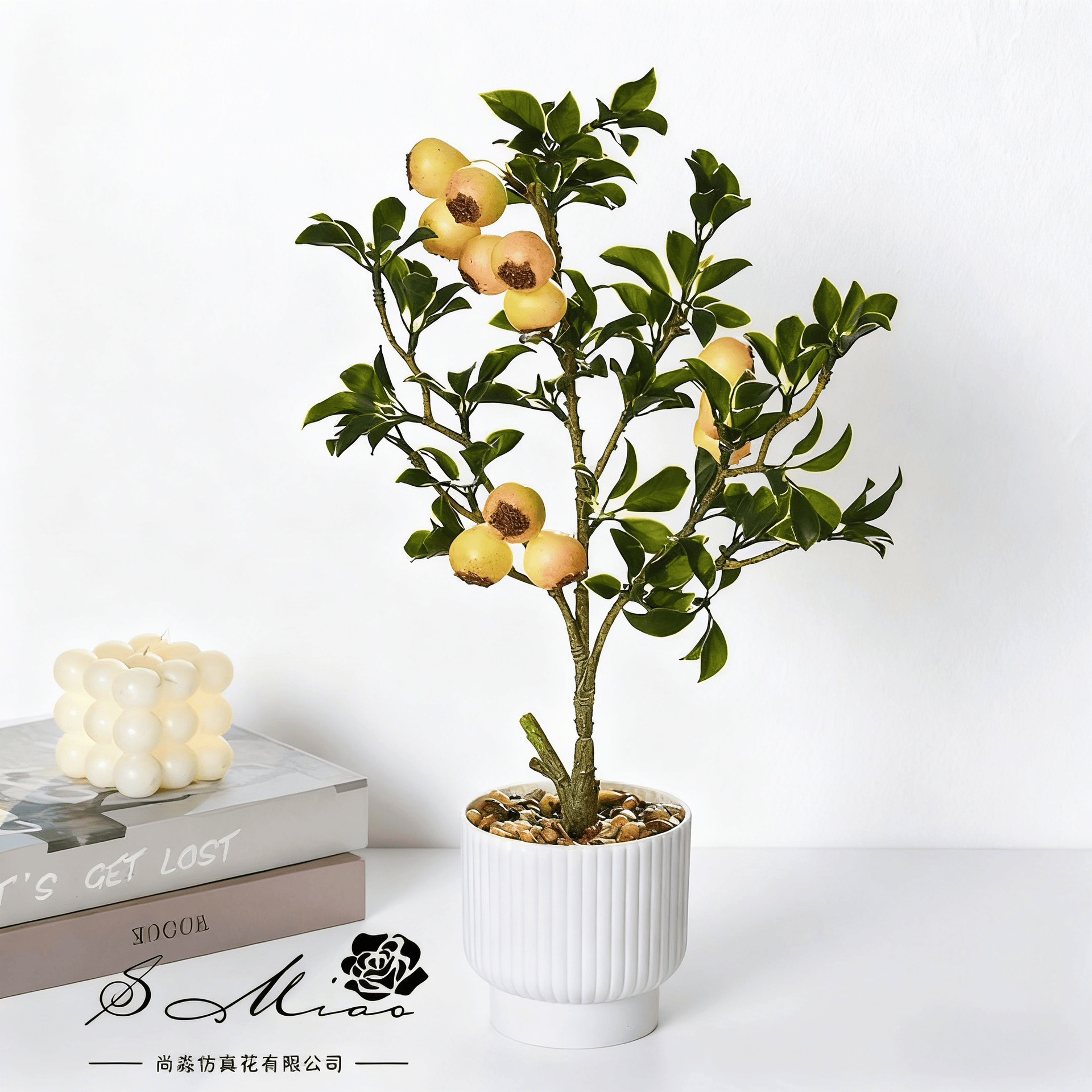 Flores falsas de alta calidad simulación de frutas en maceta decoración de estudio en el hogar flores artificiales simulación de plantas verdes bonsai image 4