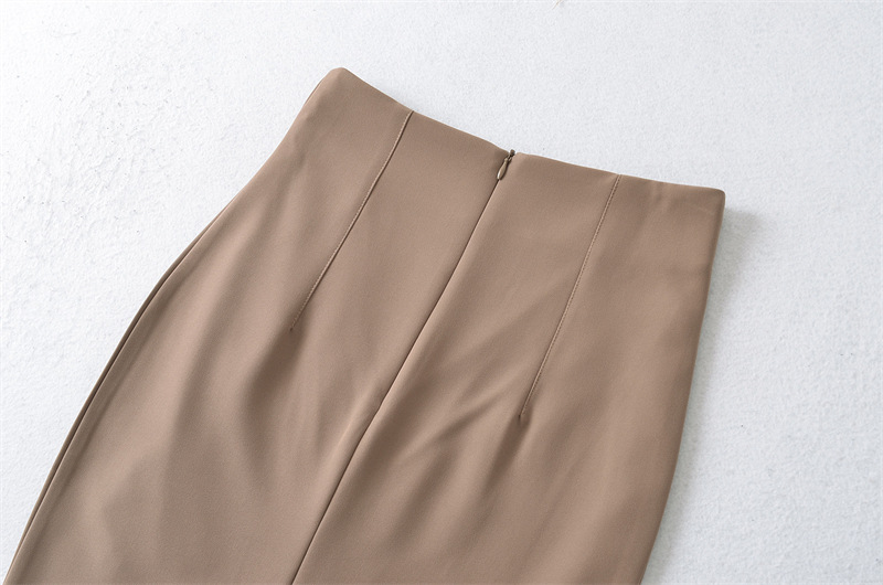 K New Versatile Spicy Girl With Hip Hugging Skirt, Slimming And High Waisted One Step Skirt, Mid To Long Style, Temperament Split Suit Skirt_ecoleips.com