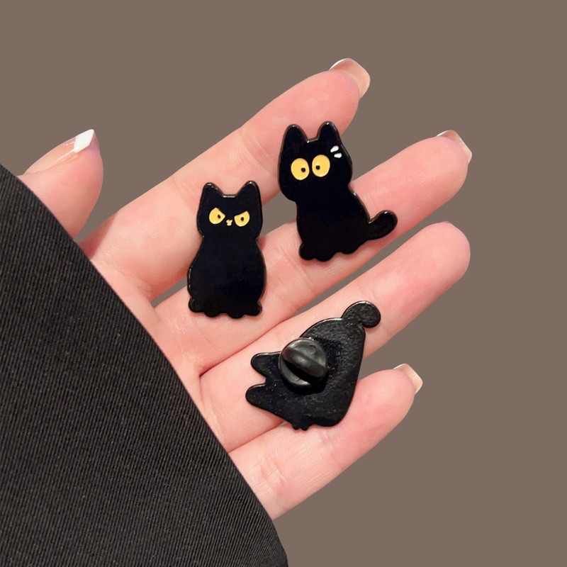 黑猫小刀胸针猫咪动物徽章别针扣帽徽包包装饰品情侣礼物小众设计|undefined