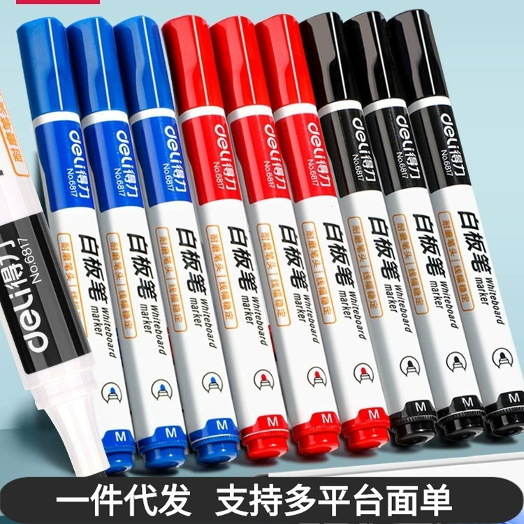 Deli 6817 Whiteboard Pen Water-Based Erasable Whiteboard Pen Display Board Pen Whiteboard Book 10 Boxes Easy to Wipe