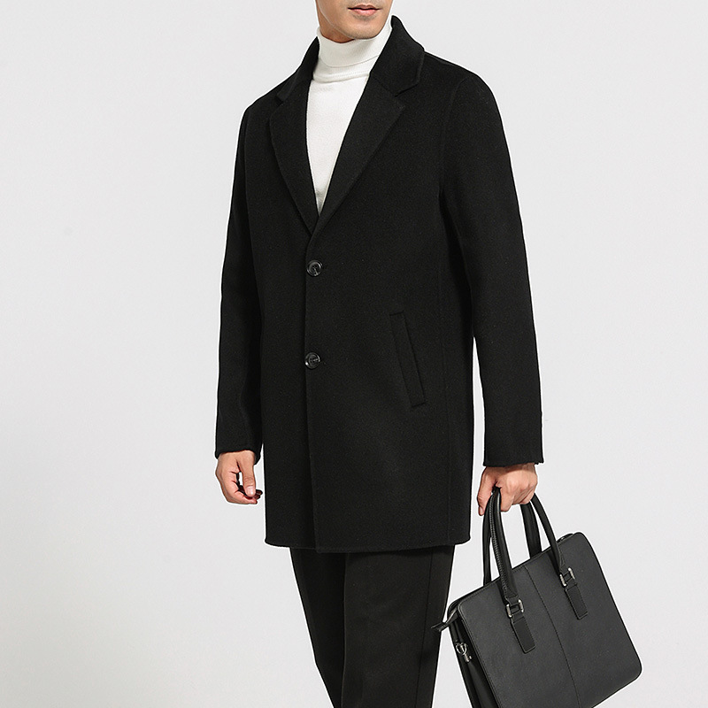 Long demi-season double-sided cashmere suit