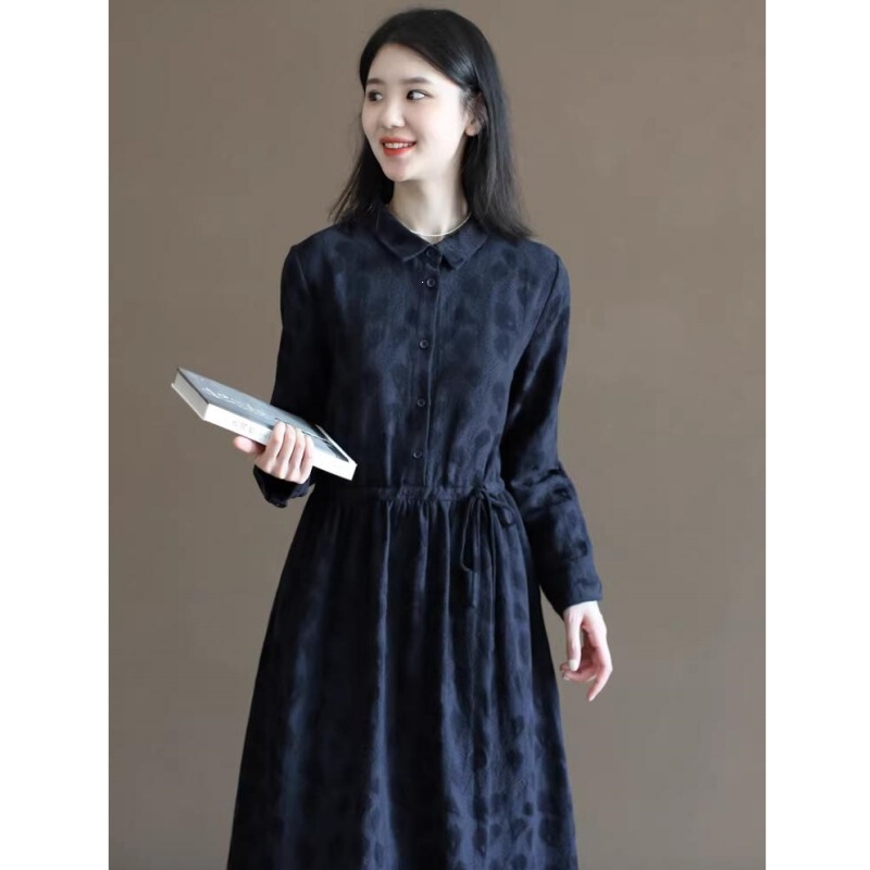 2026 Autumn New Forest-Style Artistic Print Tie-Waist Slimming Cotton Linen Dress Long Sleeve Base Shirt Dress 2026 Autumn New Forest-Style Artistic Print Tie-Waist Slimming Cotton Linen Dress Long Sleeve Base Shirt Dress