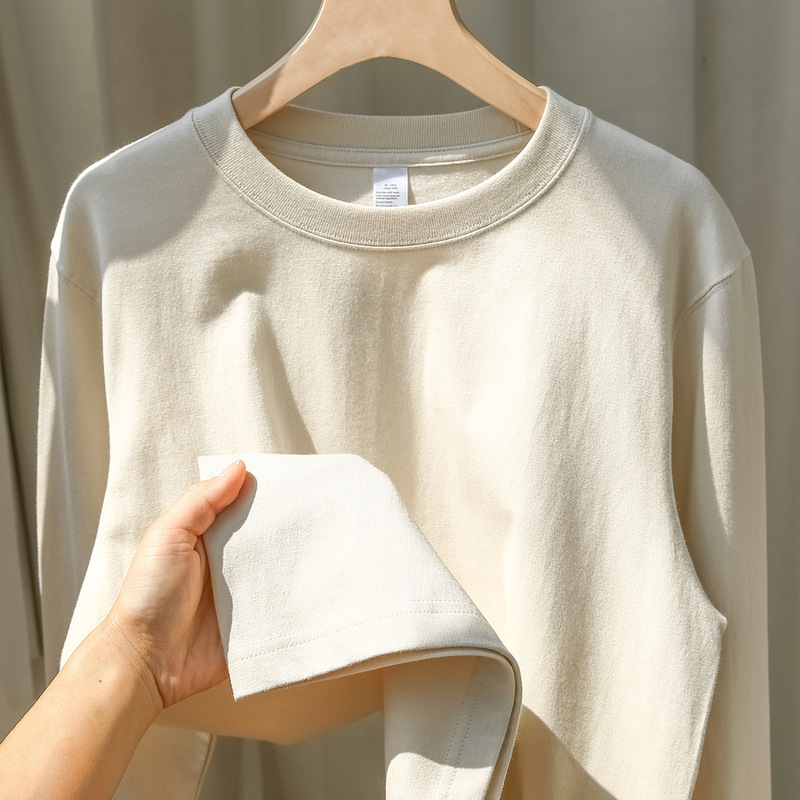 300g Xinjiang Cotton Solid Color Loose Casual Long-Sleeve T-Shirt Unisex Japanese Style Versatile Pure Cotton Base Layer Pure Cotton Long-Sleeve Women's Top 300g Xinjiang Cotton Solid Color Loose Casual Long-Sleeve T-Shirt Unisex Japanese Style Versatile Pure Cotton Base Layer Pure Cotton Long-Sleeve Women's Top