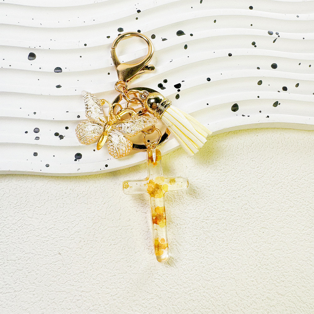 16g Weight Sequins Inlay Material Keychain Classification Daily Occasion Epoxy Material Cross, Butterfly Pattern Women's Gender Sweet Style Cross Butterfly Keychain Epoxy Sequins Women's Sweet Keychain 3