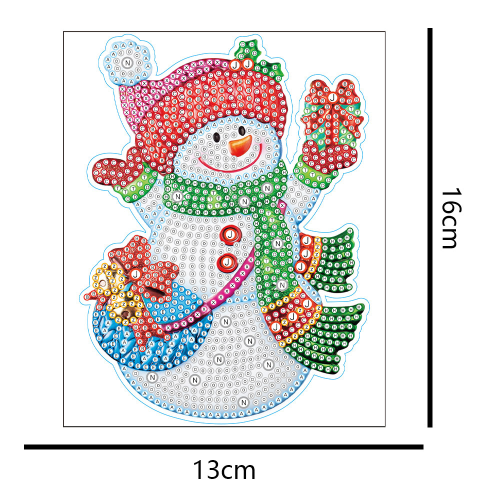 Pegatinas de pintura de diamantes de muñeco de nieve de Navidad, pegatinas aleatorias, pegatinas de bricolaje, pegatinas hechas a mano para niños, diamantes en forma de cristal 5d_voghion.com