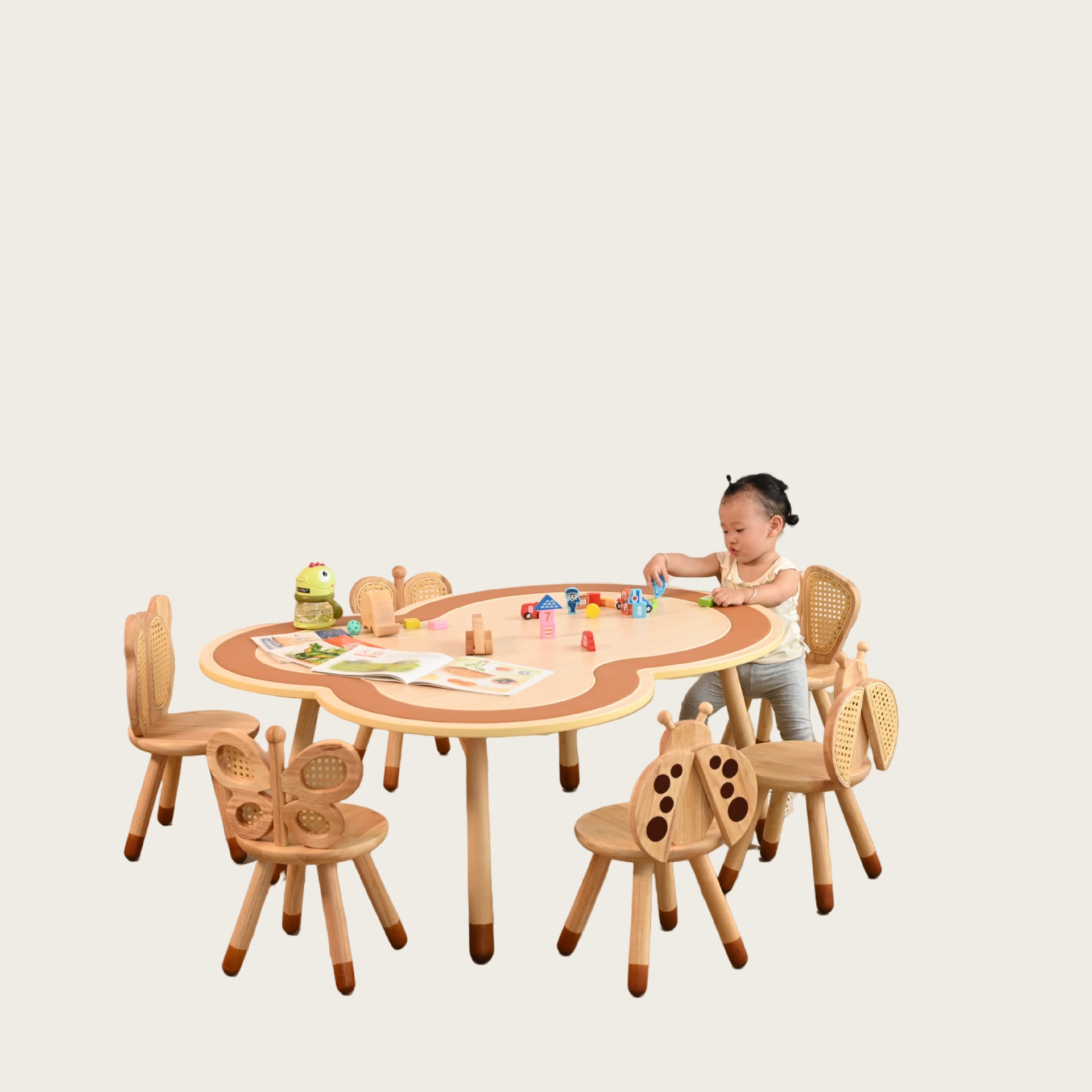 Log Color Irregular Kindergarten Early Education Institution Training Table Handmade Painting Table Large Study Table Children's Area Table