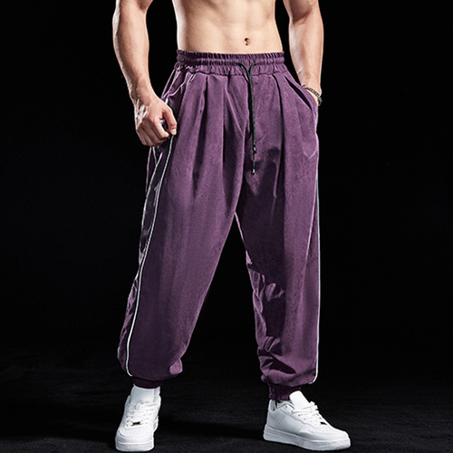 Fitness trendy sports trousers for men, casual sports running loose trousers for muscular men, thin breathable cuffed trousers