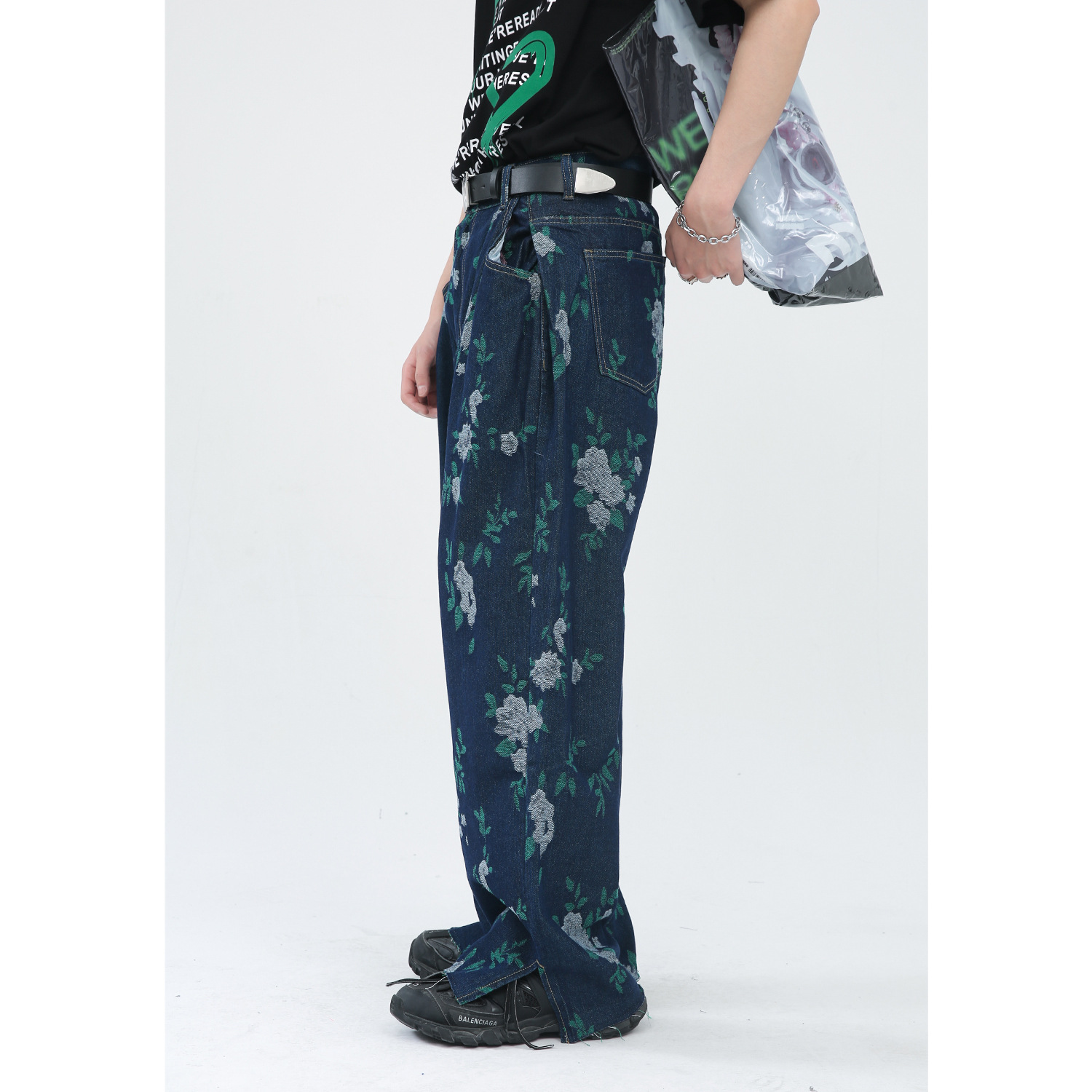 Mtlclothes ropa de Hombre | 2022 verano nuevo estilo coreano jacquard diseño ins moda marca split jeans hombres