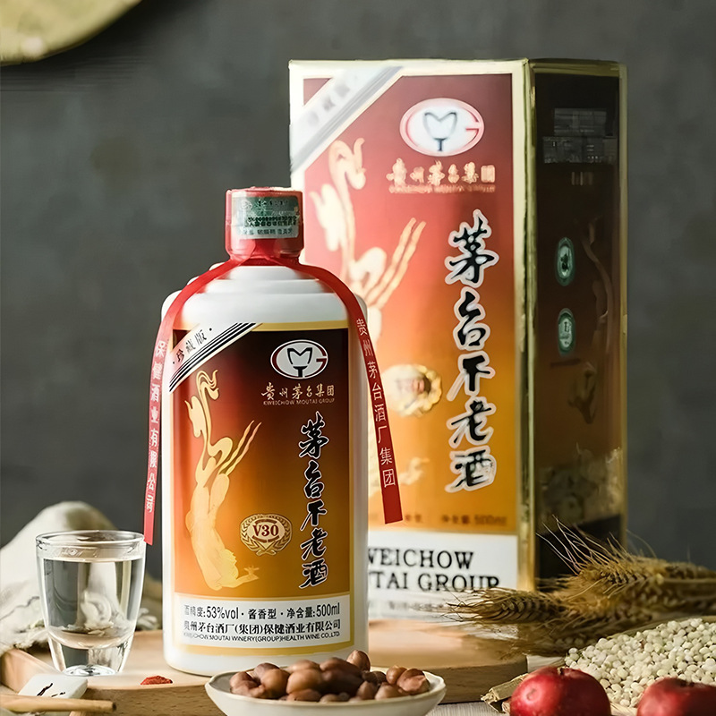 茅台不老酒V30酱香型白酒53度贵州茅台集团年份整箱批发酱香老酒