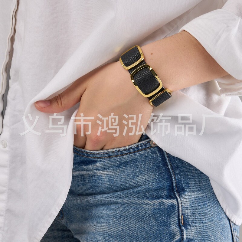 Cross-Border Pu Bracelet, Hot Selling in Foreign Trade, Popular European, American and Middle Eastern Personalized Bracelets, Buckles, High-Quality Electroplating Cross-Border Pu Bracelet, Hot Selling in Foreign Trade, Popular European, American and Middle Eastern Personalized Bracelets, Buckles, High-Quality Electroplating