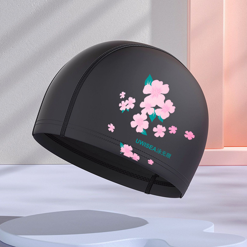 Gorros de natación de PU para hombres y mujeres adultos, personalizables con logotipo, alta elasticidad, cómodos para cabello largo, no aprietan la cabeza, adecuados para estudiantes y niños mayores, gorros de natación impermeables.