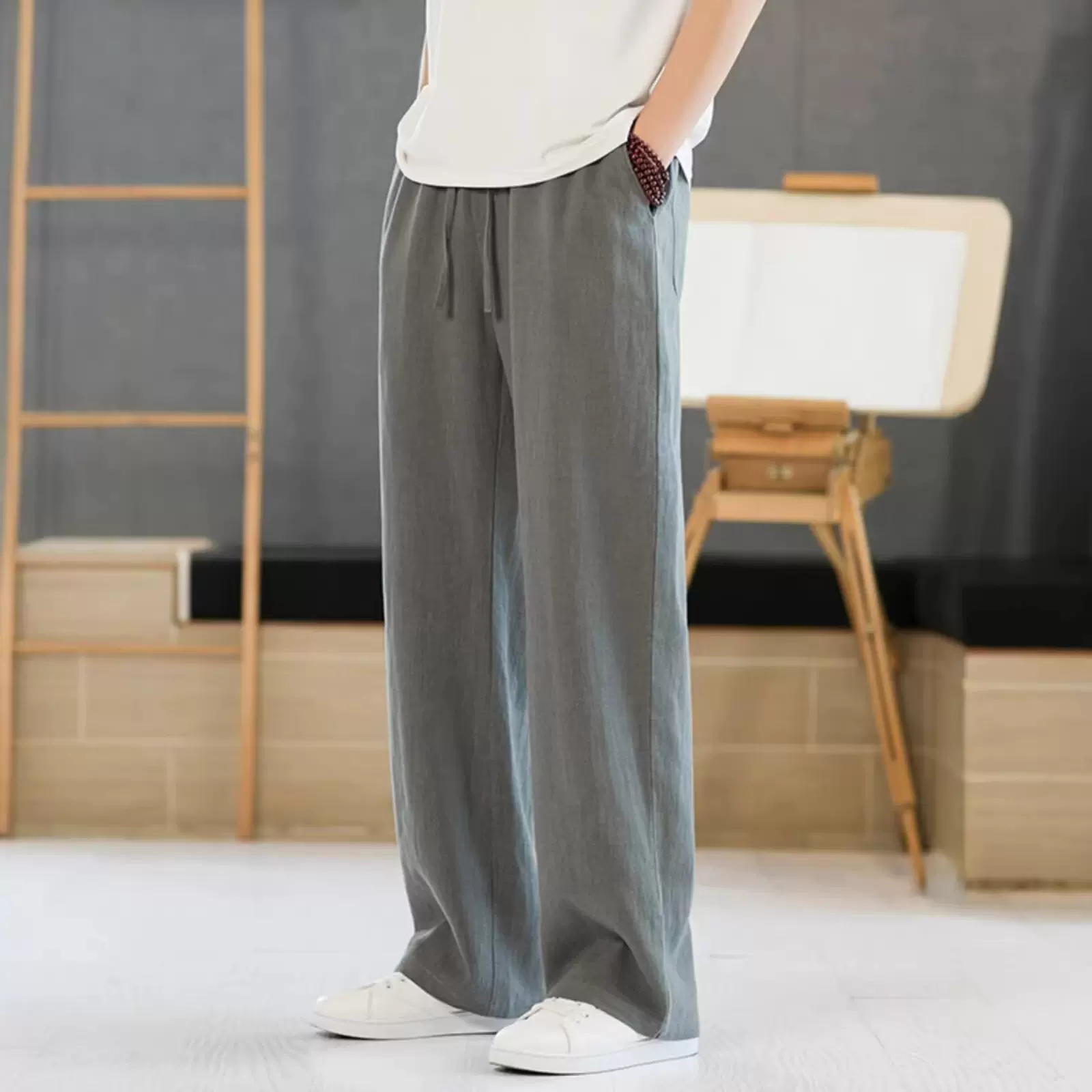 2026新款宽松休闲裤男韩版潮流百搭裤子夏季薄款坠感阔腿拖地长裤